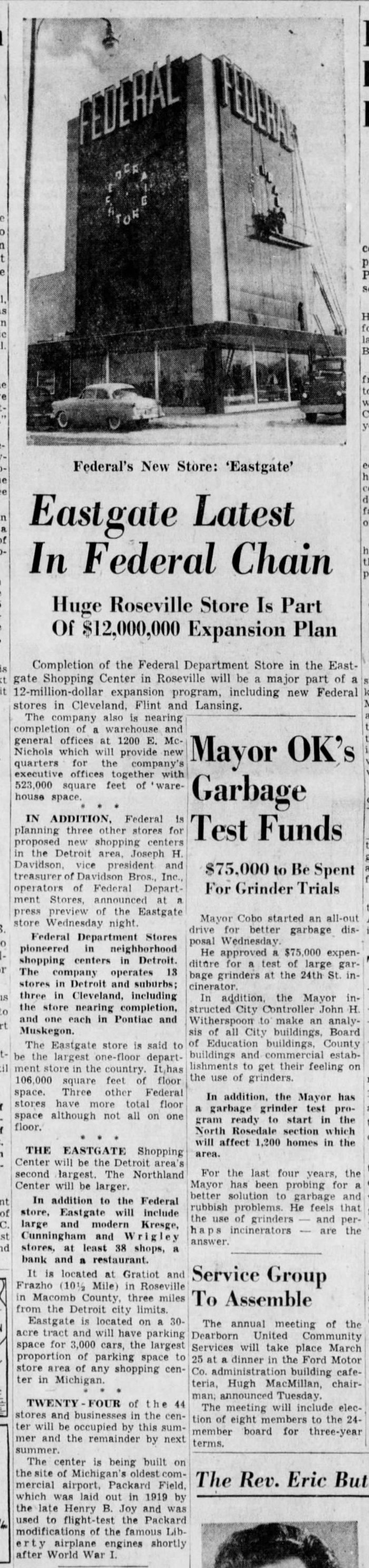 Federals (Federal Department Store) - Roseville - 26100 Gratiot 1978 Fire March 1954 Fure
